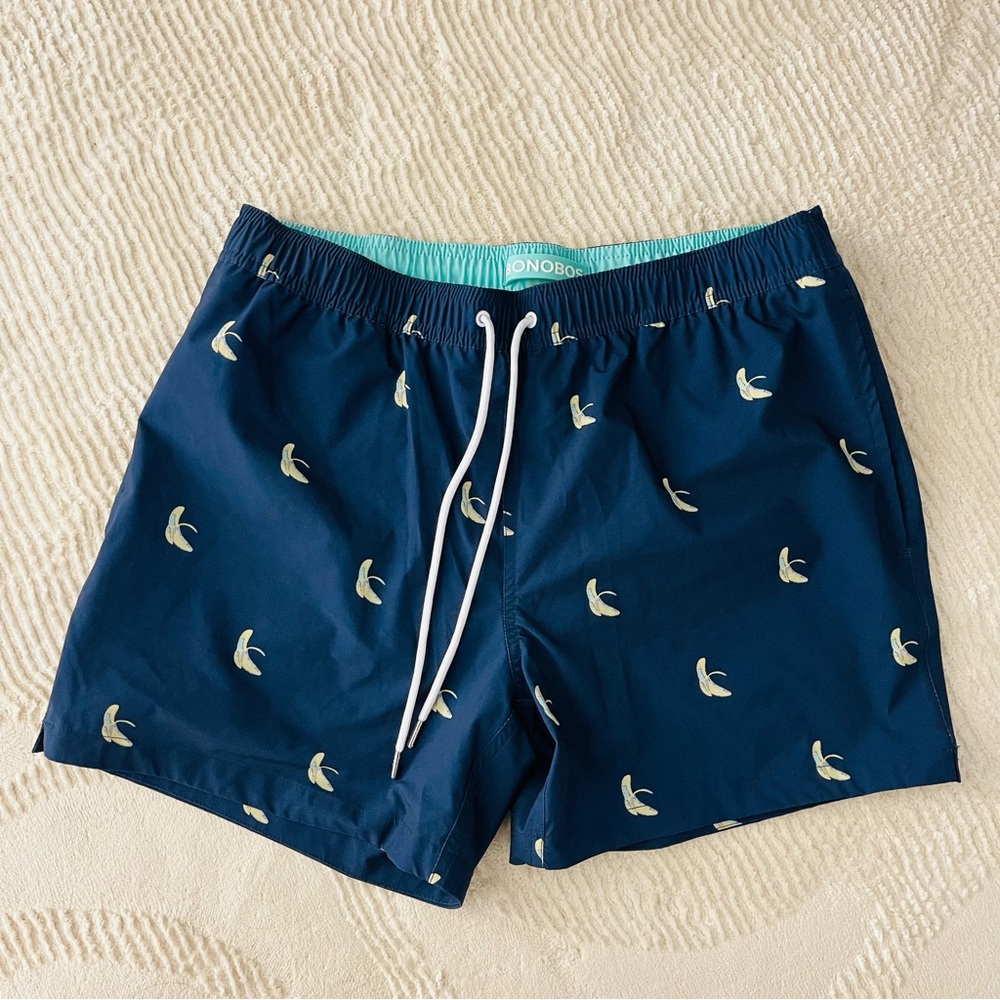 🌻 Bonobos Men's Dark Blue Swim Trunks with Pattern